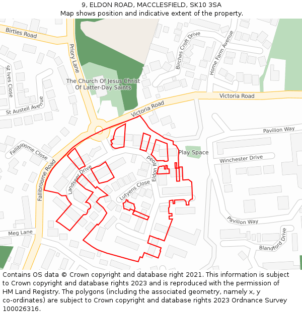 9, ELDON ROAD, MACCLESFIELD, SK10 3SA: Location map and indicative extent of plot