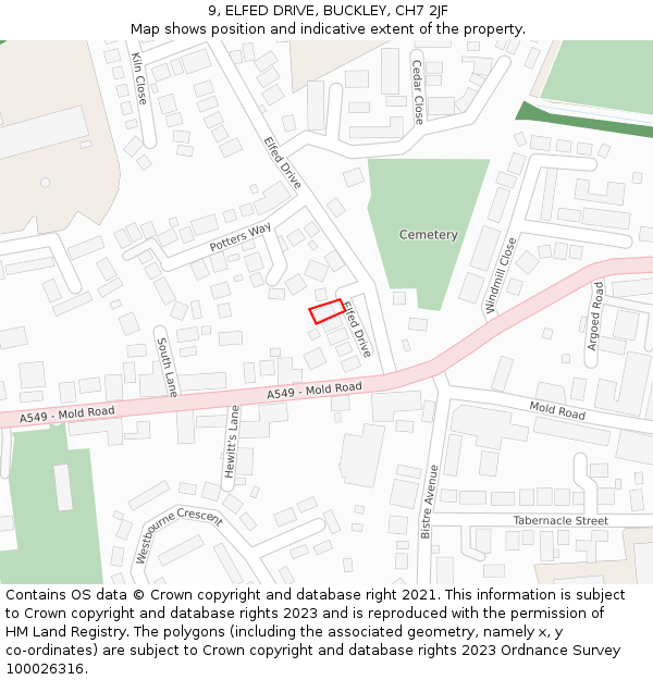 9, ELFED DRIVE, BUCKLEY, CH7 2JF: Location map and indicative extent of plot