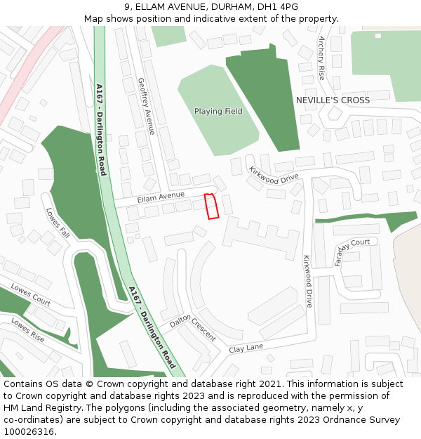 9, ELLAM AVENUE, DURHAM, DH1 4PG: Location map and indicative extent of plot