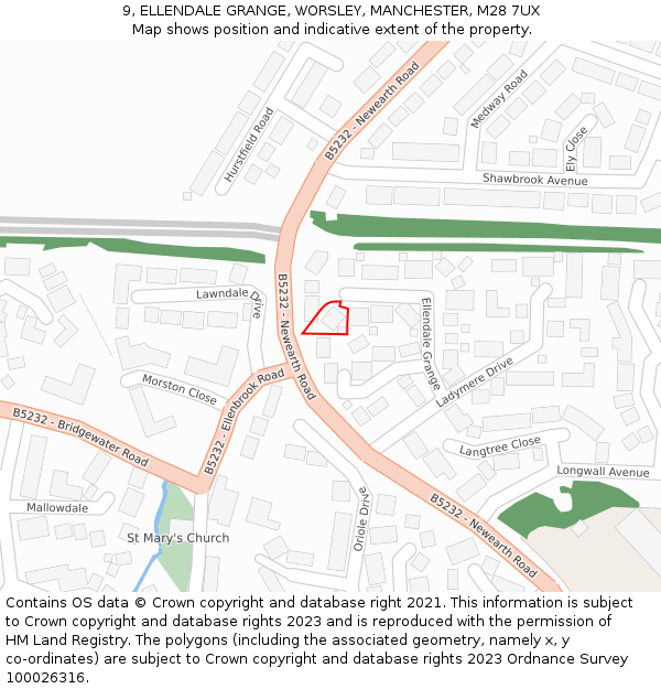 9, ELLENDALE GRANGE, WORSLEY, MANCHESTER, M28 7UX: Location map and indicative extent of plot