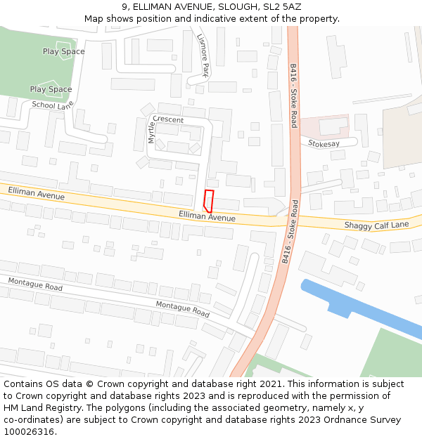 9, ELLIMAN AVENUE, SLOUGH, SL2 5AZ: Location map and indicative extent of plot