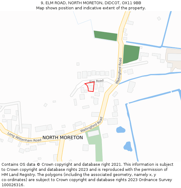 9, ELM ROAD, NORTH MORETON, DIDCOT, OX11 9BB: Location map and indicative extent of plot