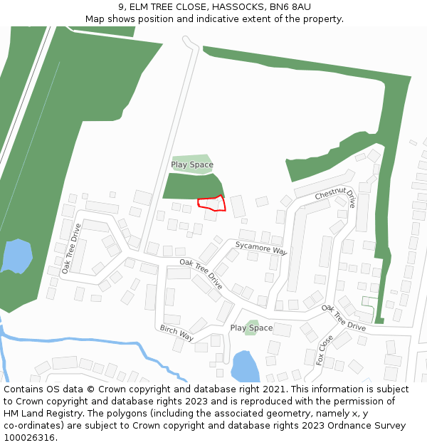 9, ELM TREE CLOSE, HASSOCKS, BN6 8AU: Location map and indicative extent of plot