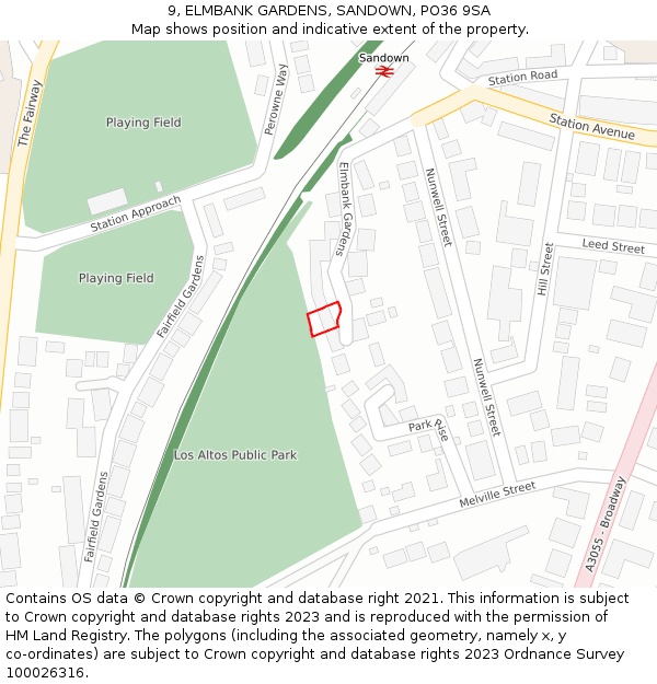 9, ELMBANK GARDENS, SANDOWN, PO36 9SA: Location map and indicative extent of plot