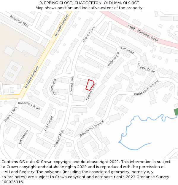 9, EPPING CLOSE, CHADDERTON, OLDHAM, OL9 9ST: Location map and indicative extent of plot