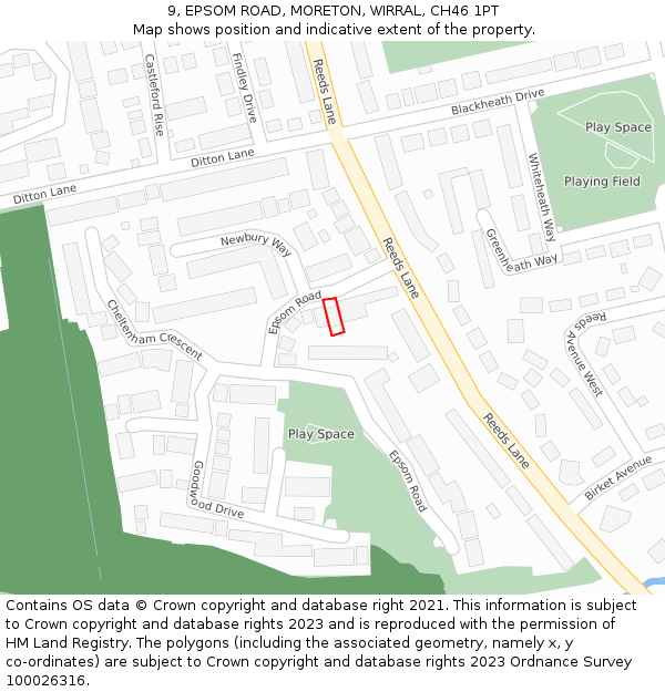 9, EPSOM ROAD, MORETON, WIRRAL, CH46 1PT: Location map and indicative extent of plot