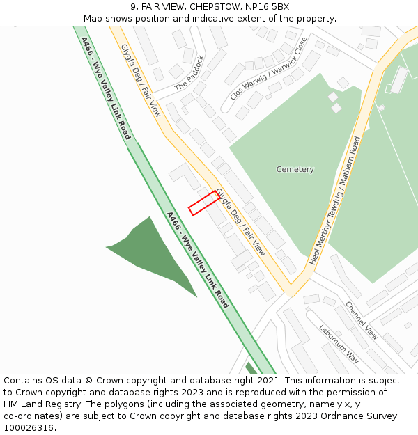 9, FAIR VIEW, CHEPSTOW, NP16 5BX: Location map and indicative extent of plot