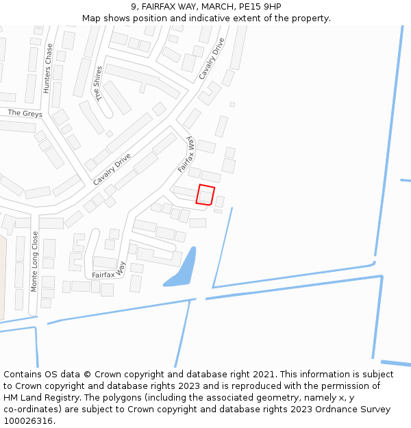 9, FAIRFAX WAY, MARCH, PE15 9HP: Location map and indicative extent of plot