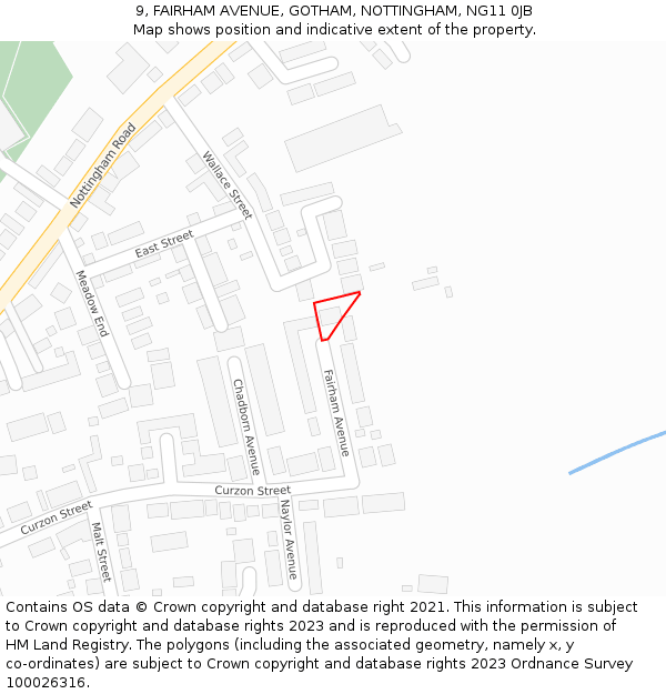 9, FAIRHAM AVENUE, GOTHAM, NOTTINGHAM, NG11 0JB: Location map and indicative extent of plot