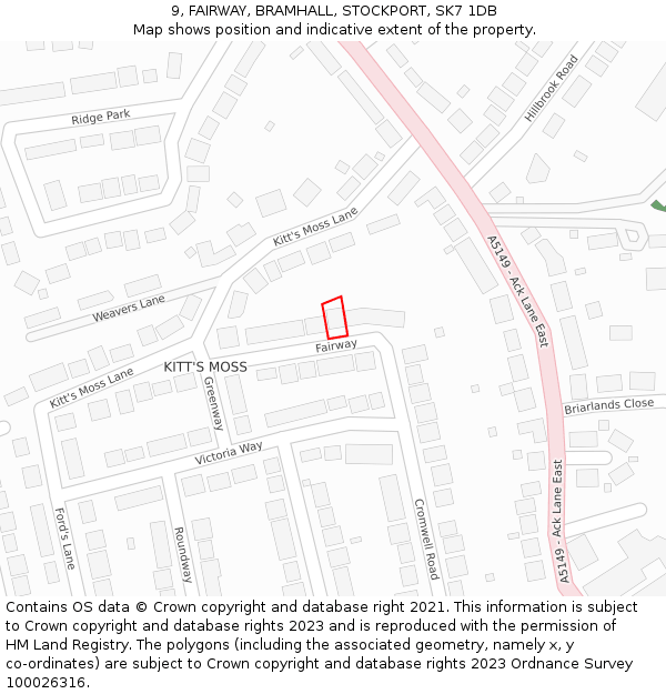 9, FAIRWAY, BRAMHALL, STOCKPORT, SK7 1DB: Location map and indicative extent of plot