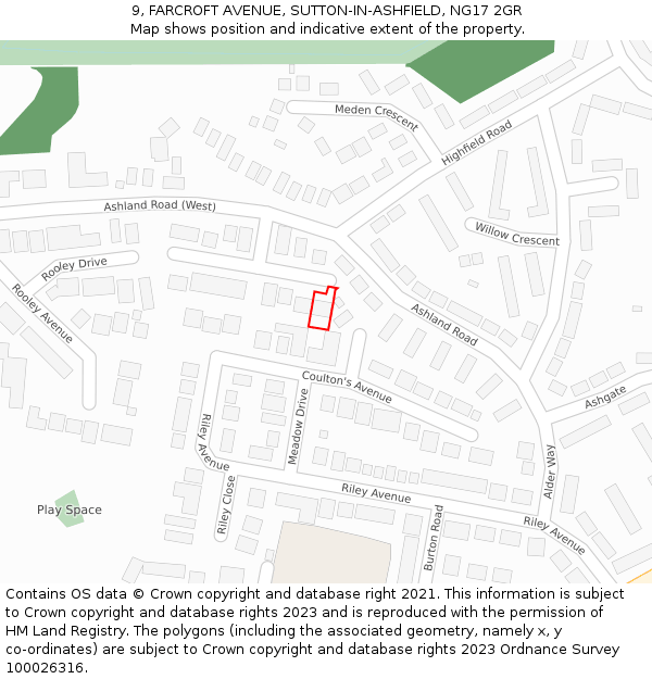 9, FARCROFT AVENUE, SUTTON-IN-ASHFIELD, NG17 2GR: Location map and indicative extent of plot