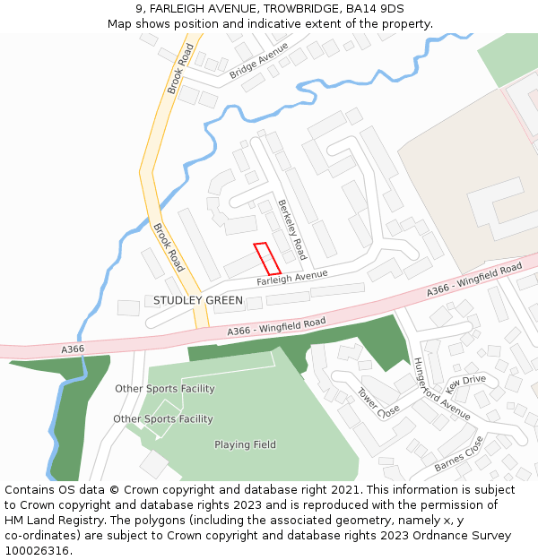 9, FARLEIGH AVENUE, TROWBRIDGE, BA14 9DS: Location map and indicative extent of plot