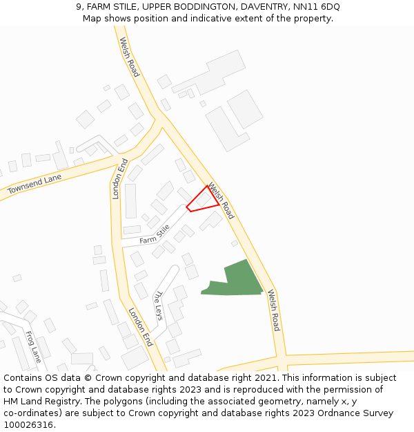 9, FARM STILE, UPPER BODDINGTON, DAVENTRY, NN11 6DQ: Location map and indicative extent of plot