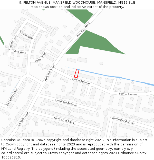 9, FELTON AVENUE, MANSFIELD WOODHOUSE, MANSFIELD, NG19 8UB: Location map and indicative extent of plot