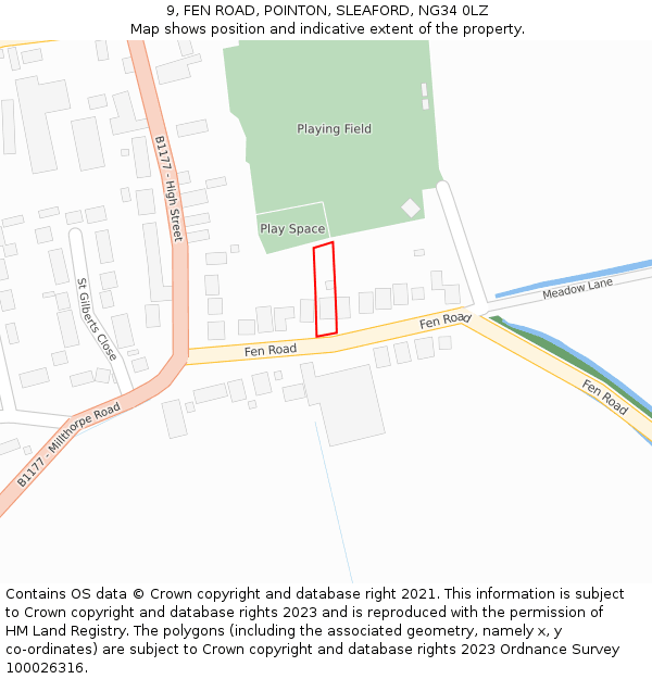 9, FEN ROAD, POINTON, SLEAFORD, NG34 0LZ: Location map and indicative extent of plot