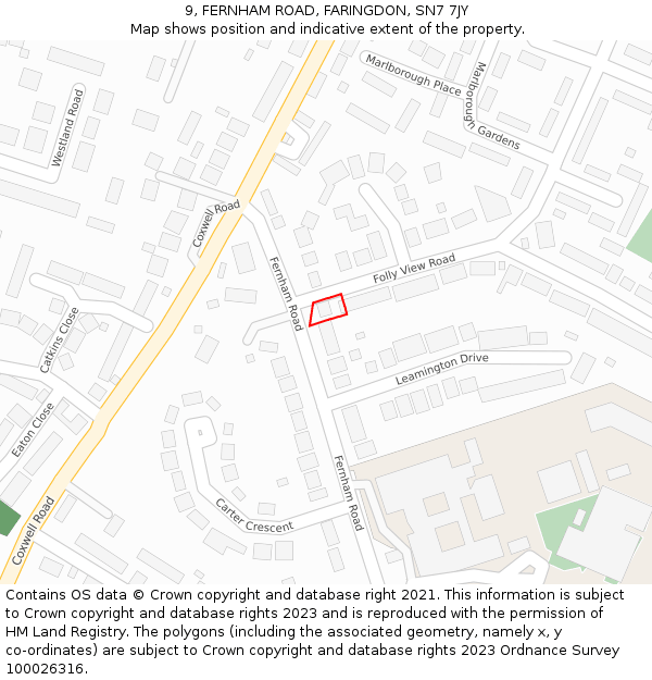 9, FERNHAM ROAD, FARINGDON, SN7 7JY: Location map and indicative extent of plot