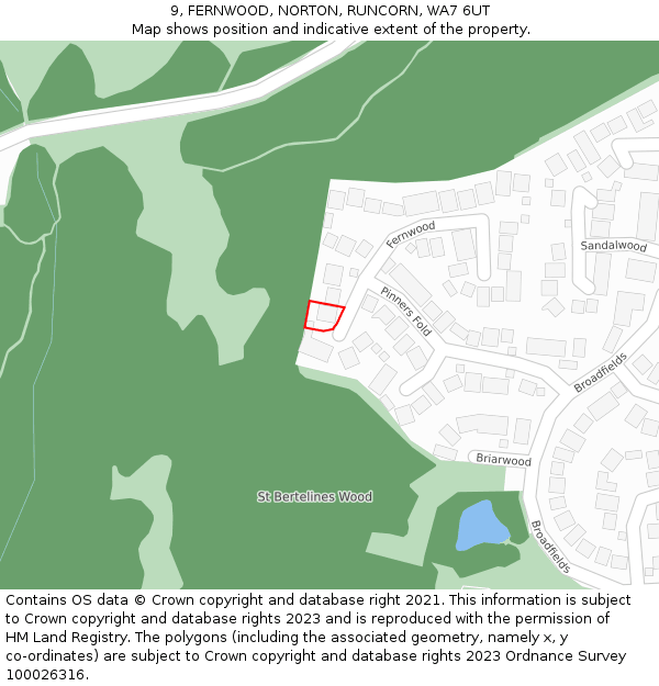 9, FERNWOOD, NORTON, RUNCORN, WA7 6UT: Location map and indicative extent of plot