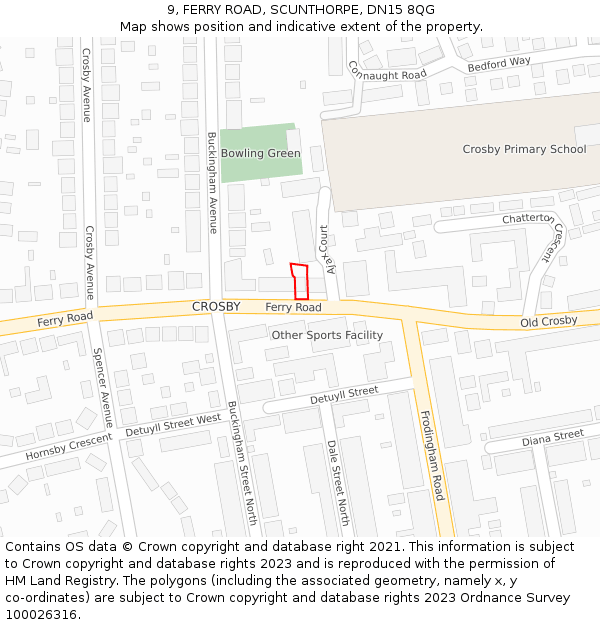 9, FERRY ROAD, SCUNTHORPE, DN15 8QG: Location map and indicative extent of plot