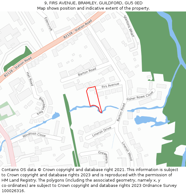 9, FIRS AVENUE, BRAMLEY, GUILDFORD, GU5 0ED: Location map and indicative extent of plot