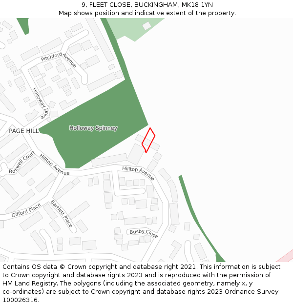 9, FLEET CLOSE, BUCKINGHAM, MK18 1YN: Location map and indicative extent of plot