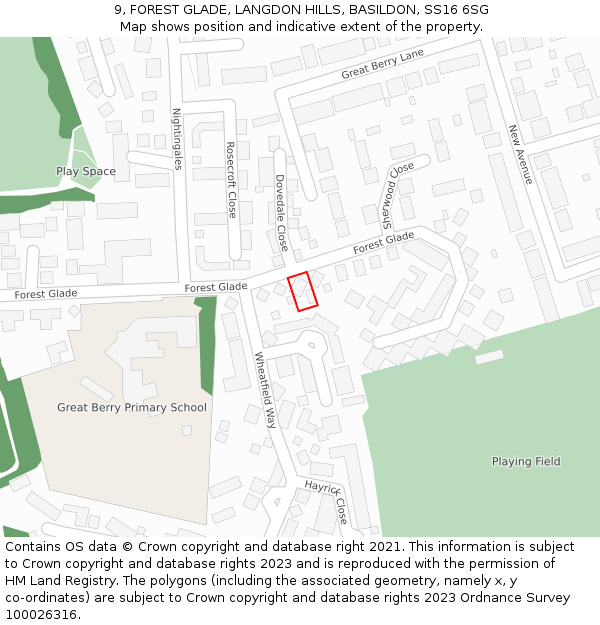 9, FOREST GLADE, LANGDON HILLS, BASILDON, SS16 6SG: Location map and indicative extent of plot