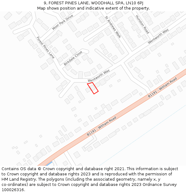 9, FOREST PINES LANE, WOODHALL SPA, LN10 6PJ: Location map and indicative extent of plot