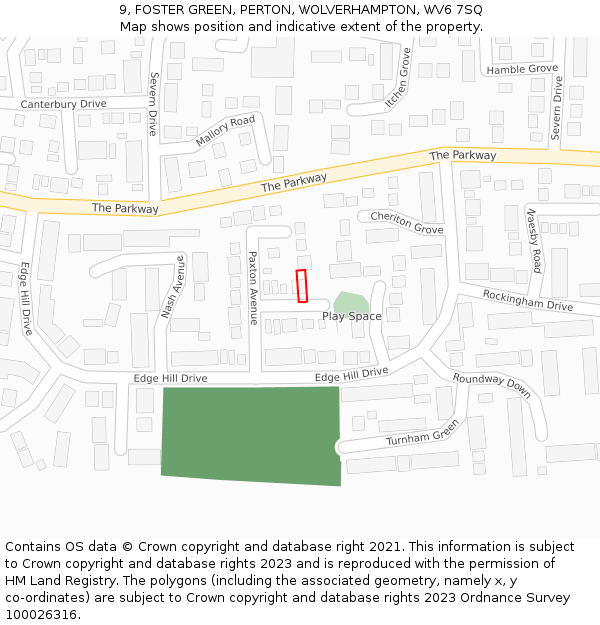 9, FOSTER GREEN, PERTON, WOLVERHAMPTON, WV6 7SQ: Location map and indicative extent of plot