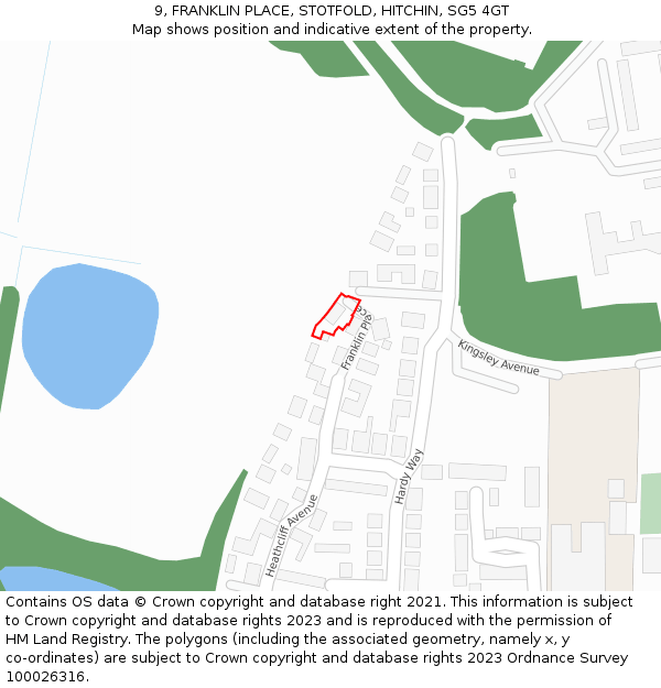 9, FRANKLIN PLACE, STOTFOLD, HITCHIN, SG5 4GT: Location map and indicative extent of plot