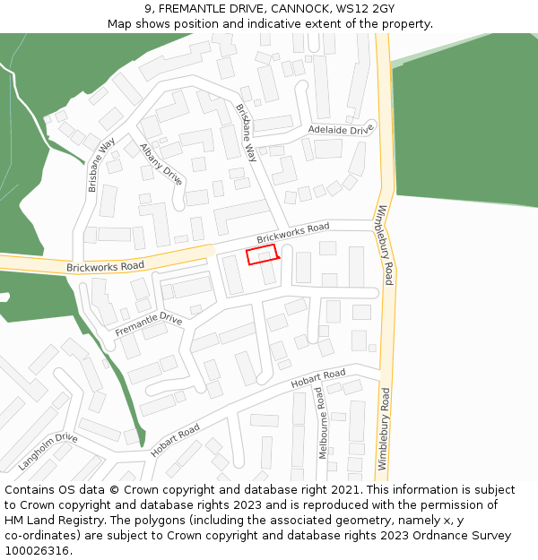 9, FREMANTLE DRIVE, CANNOCK, WS12 2GY: Location map and indicative extent of plot