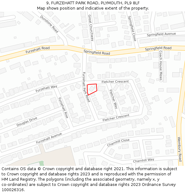 9, FURZEHATT PARK ROAD, PLYMOUTH, PL9 8LF: Location map and indicative extent of plot