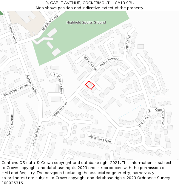 9, GABLE AVENUE, COCKERMOUTH, CA13 9BU: Location map and indicative extent of plot