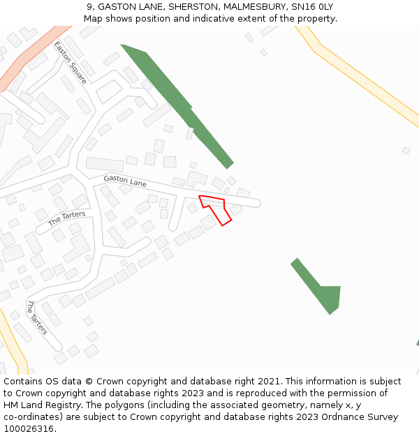 9, GASTON LANE, SHERSTON, MALMESBURY, SN16 0LY: Location map and indicative extent of plot