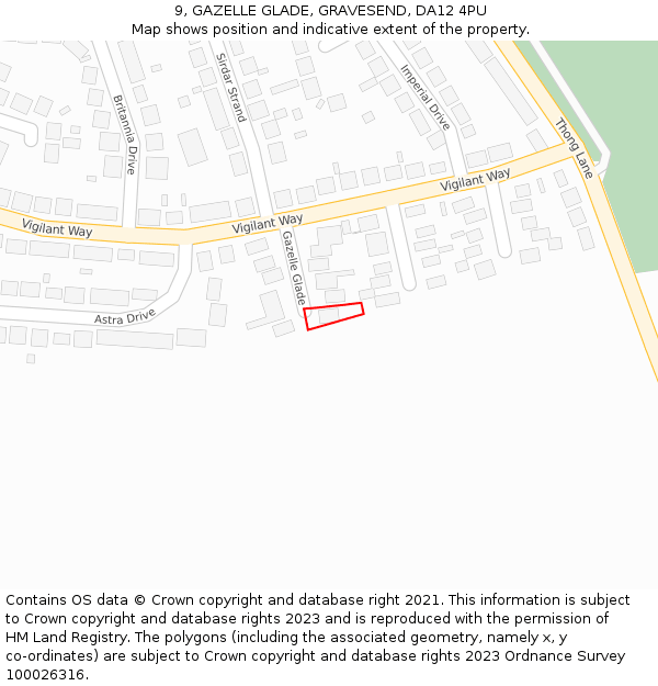 9, GAZELLE GLADE, GRAVESEND, DA12 4PU: Location map and indicative extent of plot