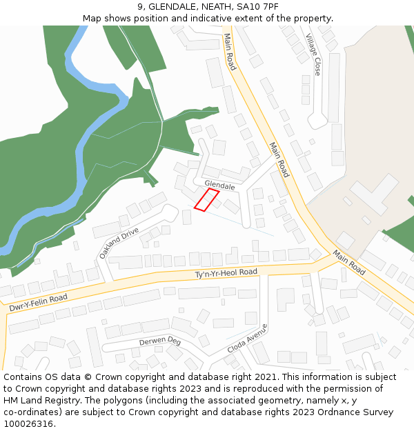 9, GLENDALE, NEATH, SA10 7PF: Location map and indicative extent of plot