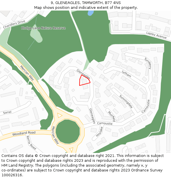 9, GLENEAGLES, TAMWORTH, B77 4NS: Location map and indicative extent of plot