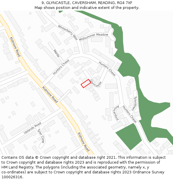9, GLYNCASTLE, CAVERSHAM, READING, RG4 7XF: Location map and indicative extent of plot