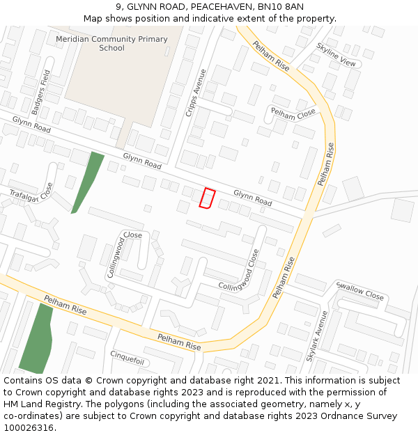 9, GLYNN ROAD, PEACEHAVEN, BN10 8AN: Location map and indicative extent of plot