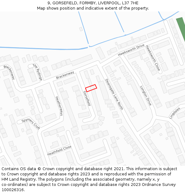 9, GORSEFIELD, FORMBY, LIVERPOOL, L37 7HE: Location map and indicative extent of plot