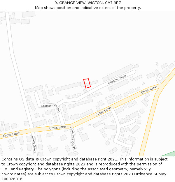 9, GRANGE VIEW, WIGTON, CA7 9EZ: Location map and indicative extent of plot