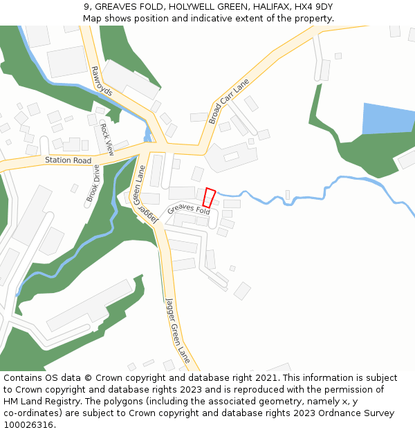 9, GREAVES FOLD, HOLYWELL GREEN, HALIFAX, HX4 9DY: Location map and indicative extent of plot