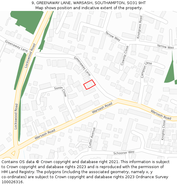 9, GREENAWAY LANE, WARSASH, SOUTHAMPTON, SO31 9HT: Location map and indicative extent of plot