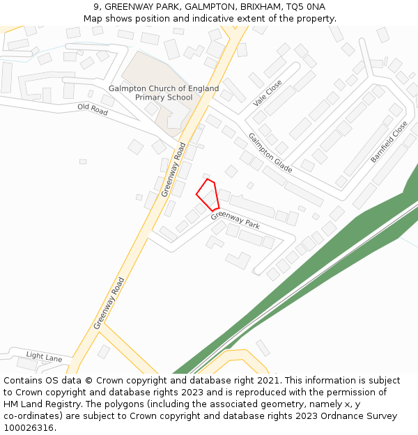 9, GREENWAY PARK, GALMPTON, BRIXHAM, TQ5 0NA: Location map and indicative extent of plot