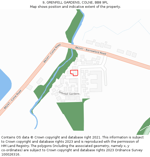 9, GRENFELL GARDENS, COLNE, BB8 9PL: Location map and indicative extent of plot