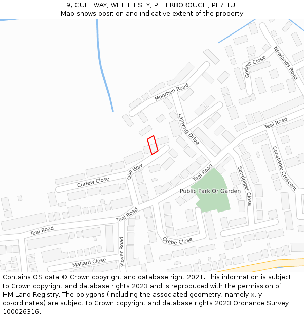 9, GULL WAY, WHITTLESEY, PETERBOROUGH, PE7 1UT: Location map and indicative extent of plot