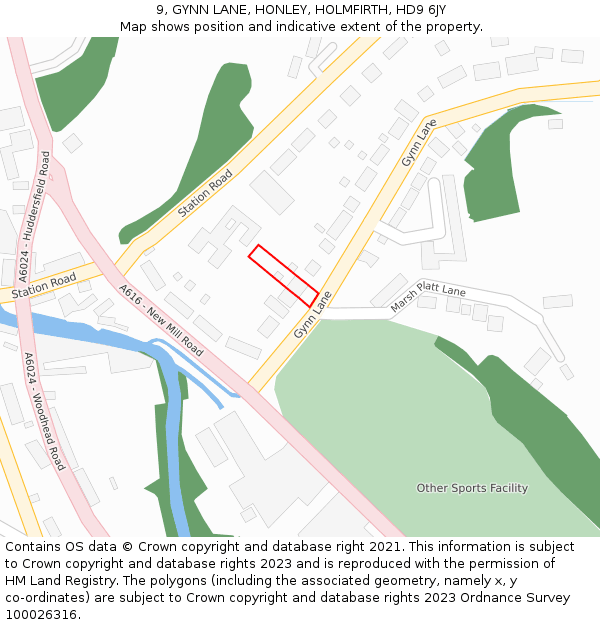 9, GYNN LANE, HONLEY, HOLMFIRTH, HD9 6JY: Location map and indicative extent of plot