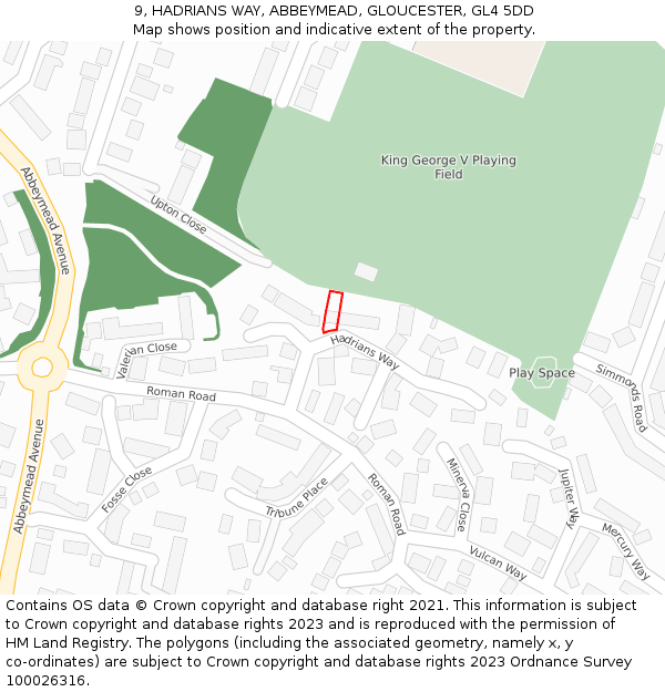 9, HADRIANS WAY, ABBEYMEAD, GLOUCESTER, GL4 5DD: Location map and indicative extent of plot