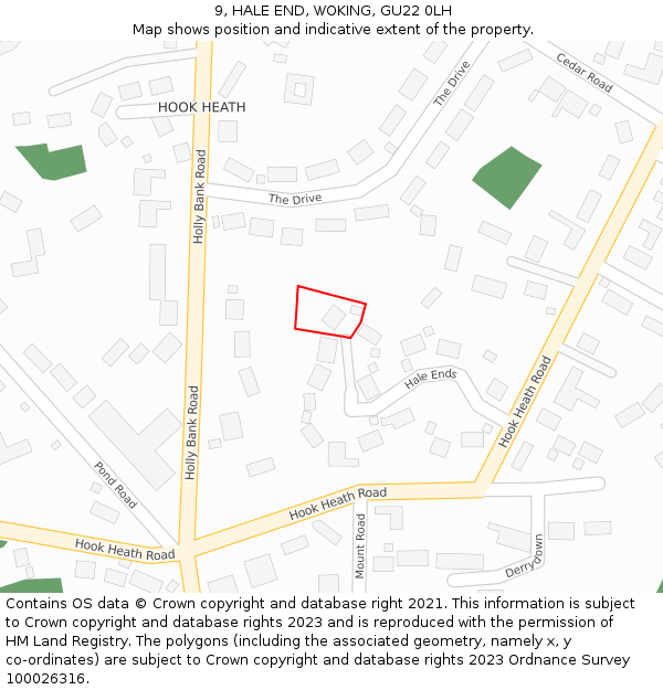 9, HALE END, WOKING, GU22 0LH: Location map and indicative extent of plot