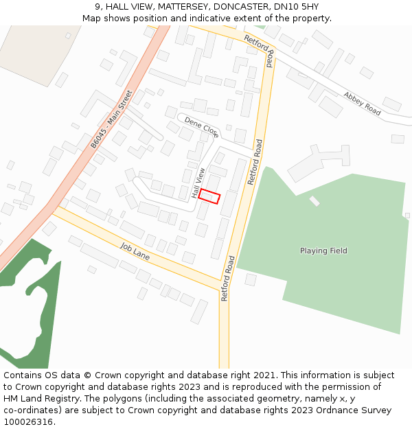 9, HALL VIEW, MATTERSEY, DONCASTER, DN10 5HY: Location map and indicative extent of plot