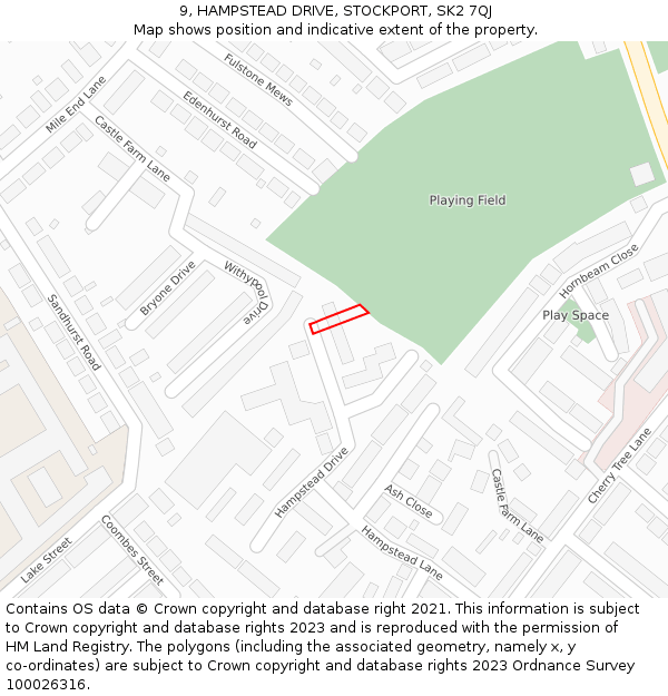 9, HAMPSTEAD DRIVE, STOCKPORT, SK2 7QJ: Location map and indicative extent of plot