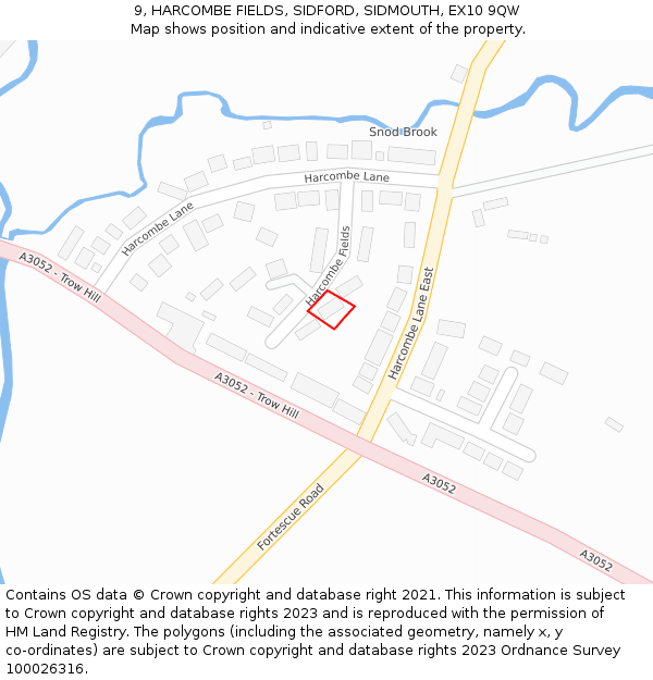 9, HARCOMBE FIELDS, SIDFORD, SIDMOUTH, EX10 9QW: Location map and indicative extent of plot